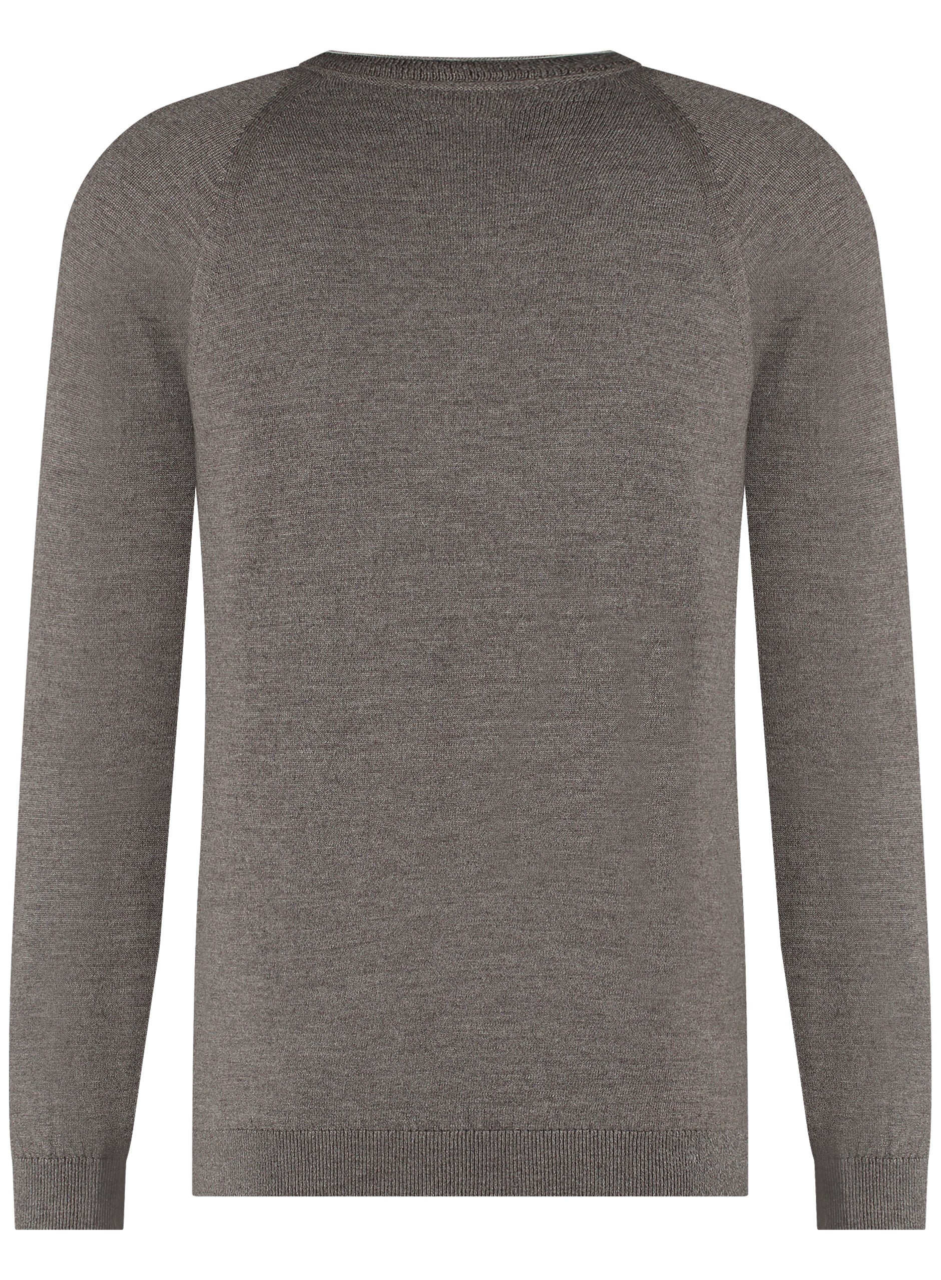 Heren trui van merinowol met ronde hals - Taupe