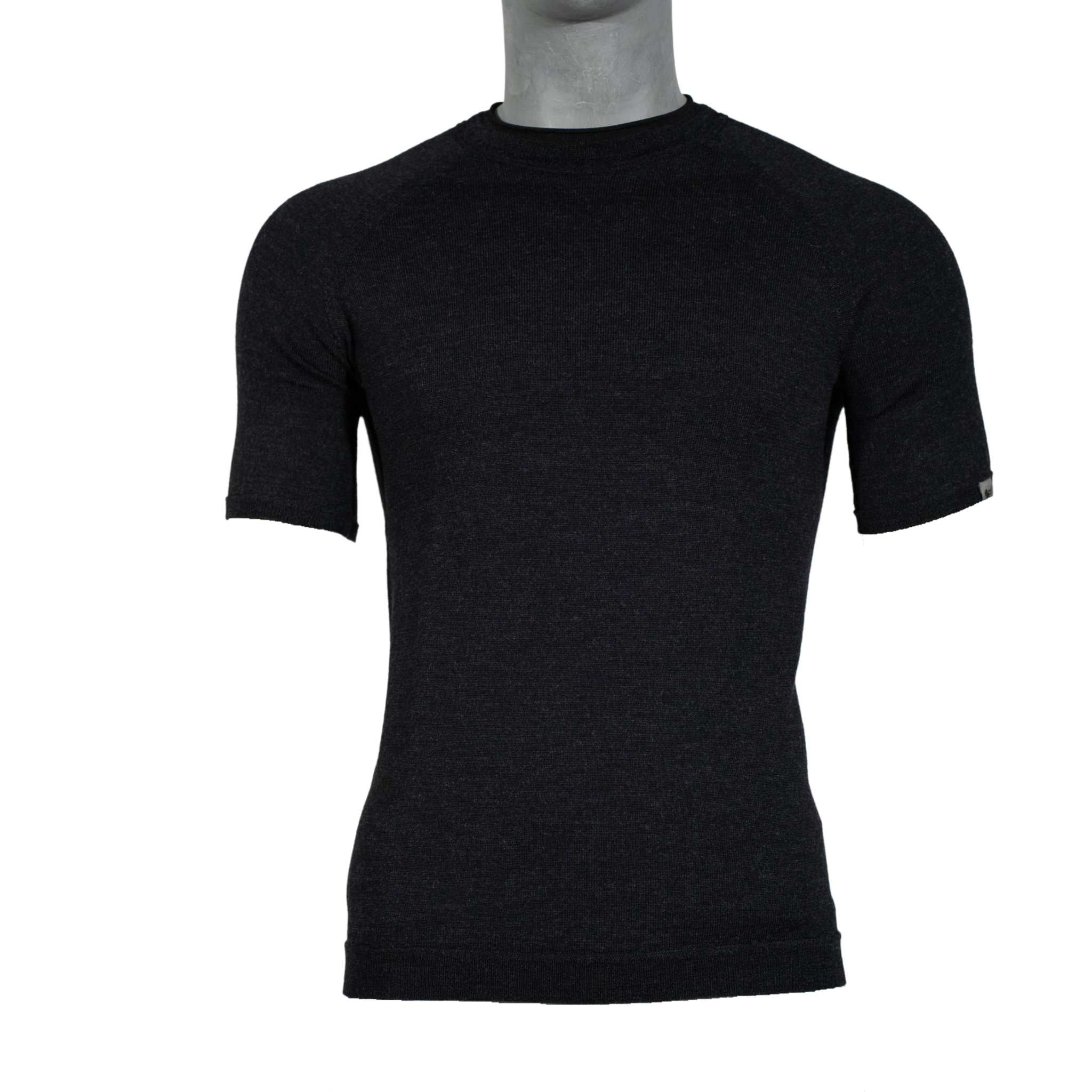 Merino T-Shirt Heren Ronde Hals - Zwart Melee