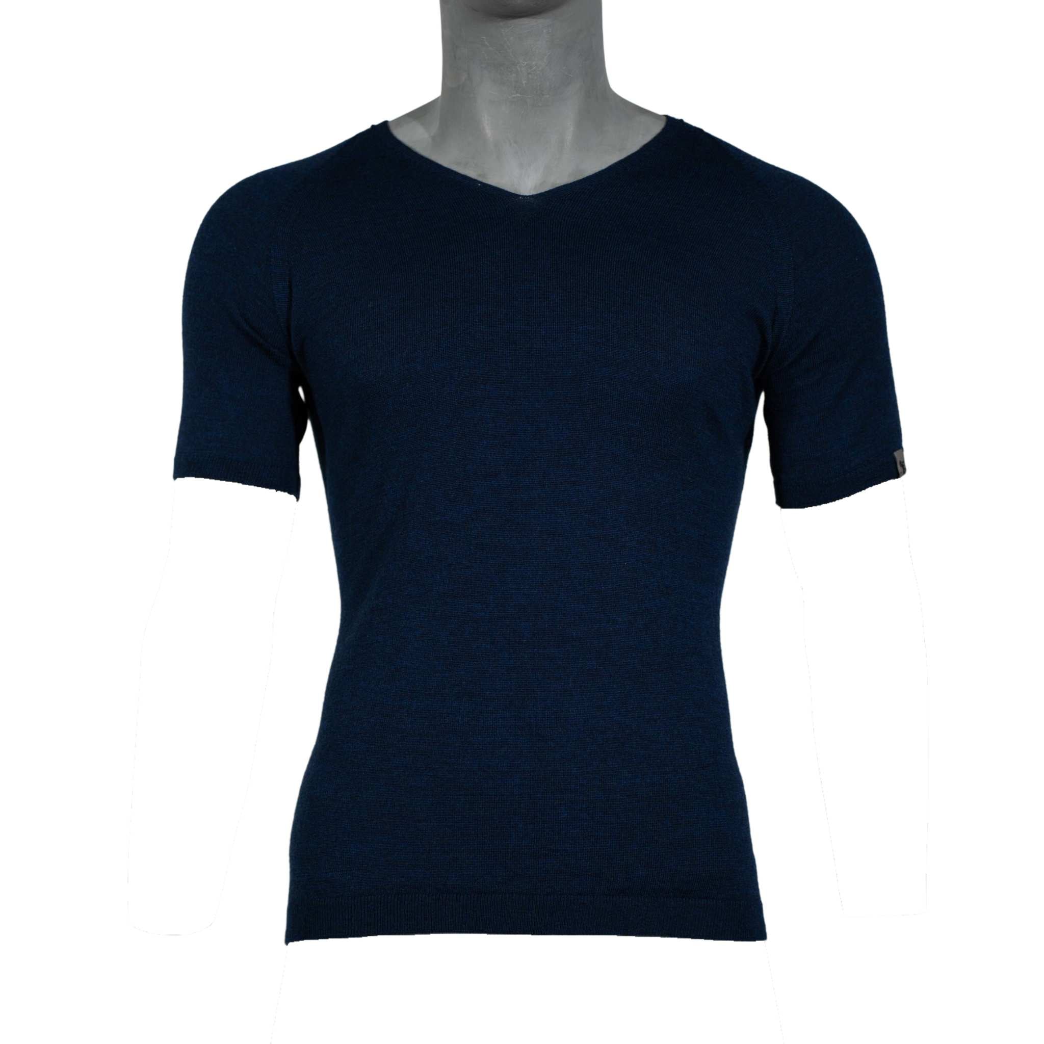Merino T-Shirt Heren V-Hals - Navyblauw