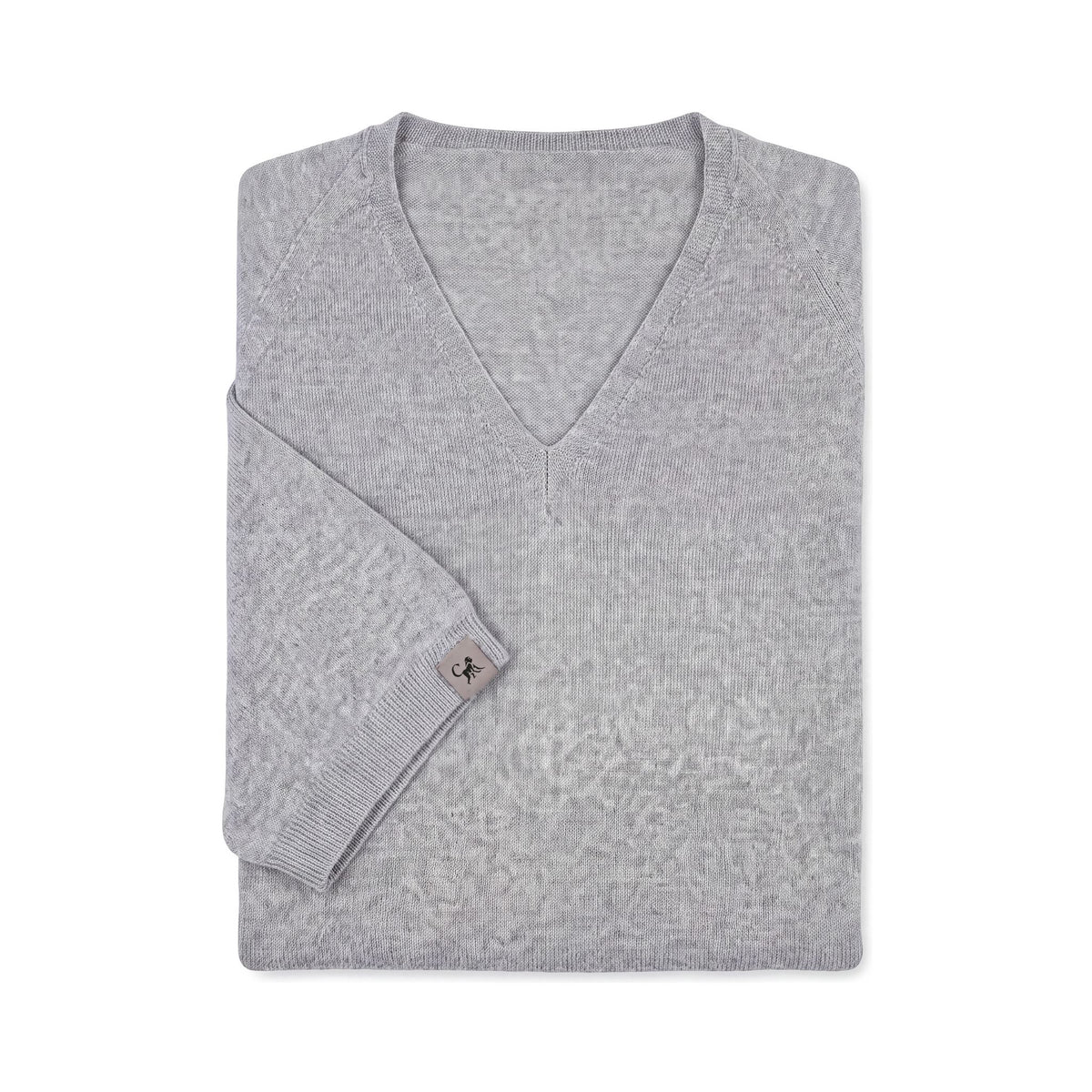 Merino T-Shirt Heren V-Hals - Lichtgrijs Mêlée