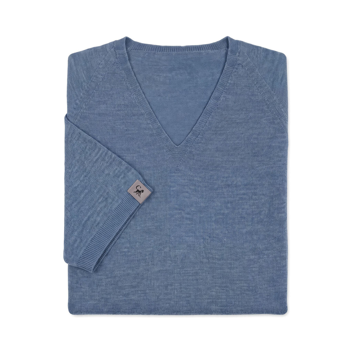 Merino T-Shirt Heren V-Hals - Petrolblauw