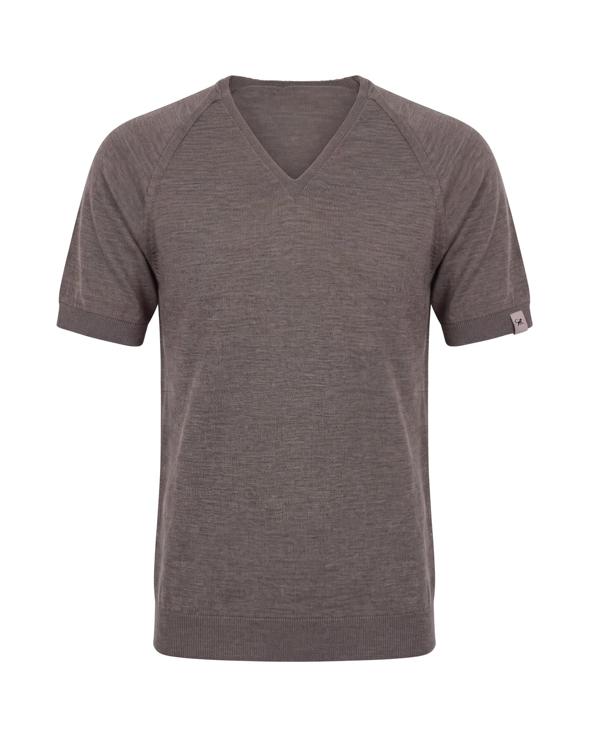 Merino T-Shirt Heren V-Hals - Taupe