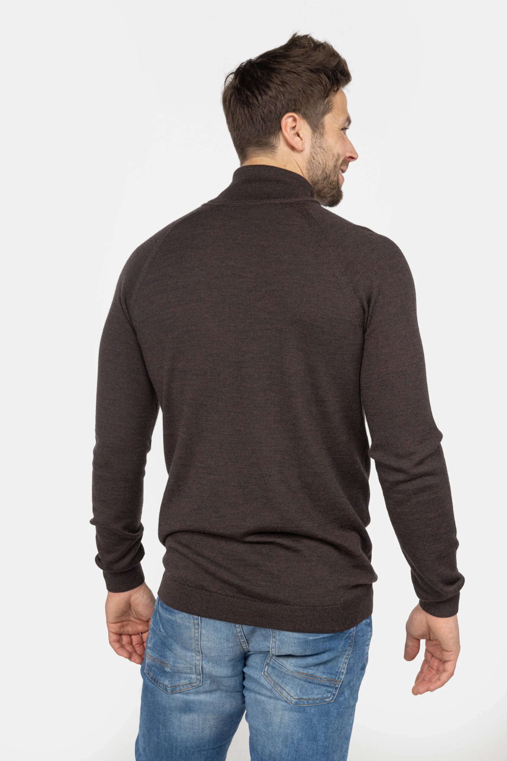 Heren coltrui van merinowol - Donkerbruin