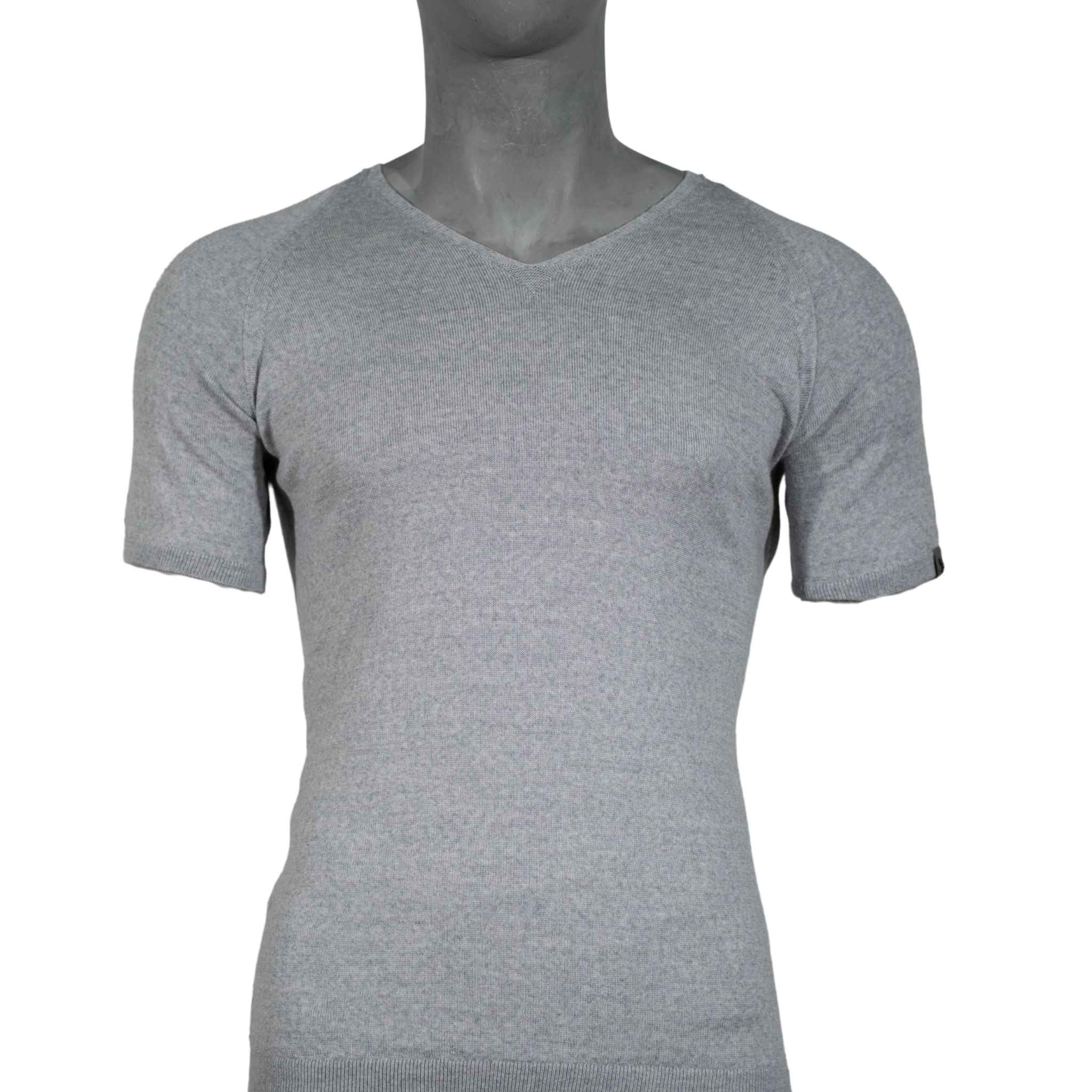 Merino T-Shirt Heren V-Hals - Lichtgrijs Mêlée