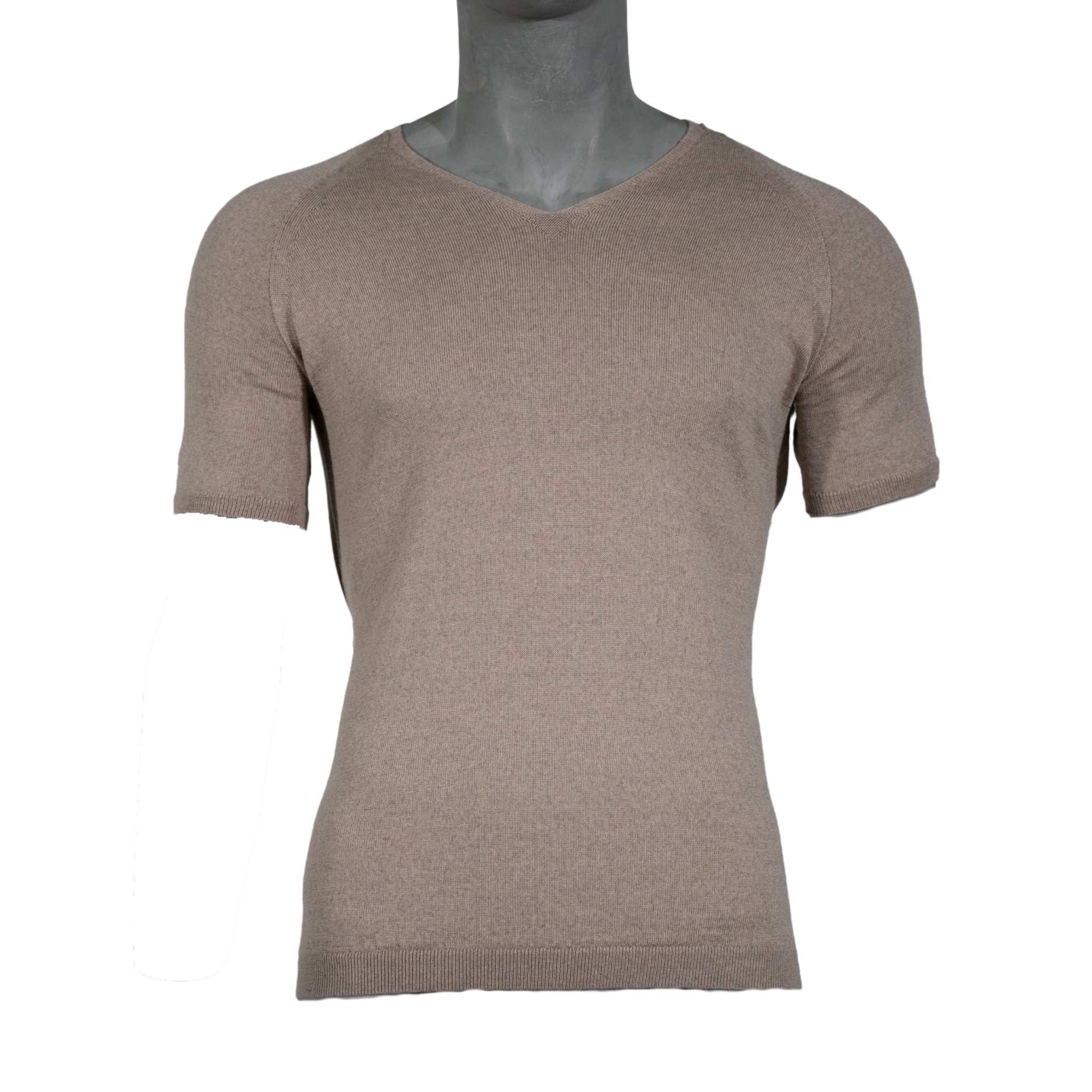 Merino T-Shirt Heren V-Hals - Taupe