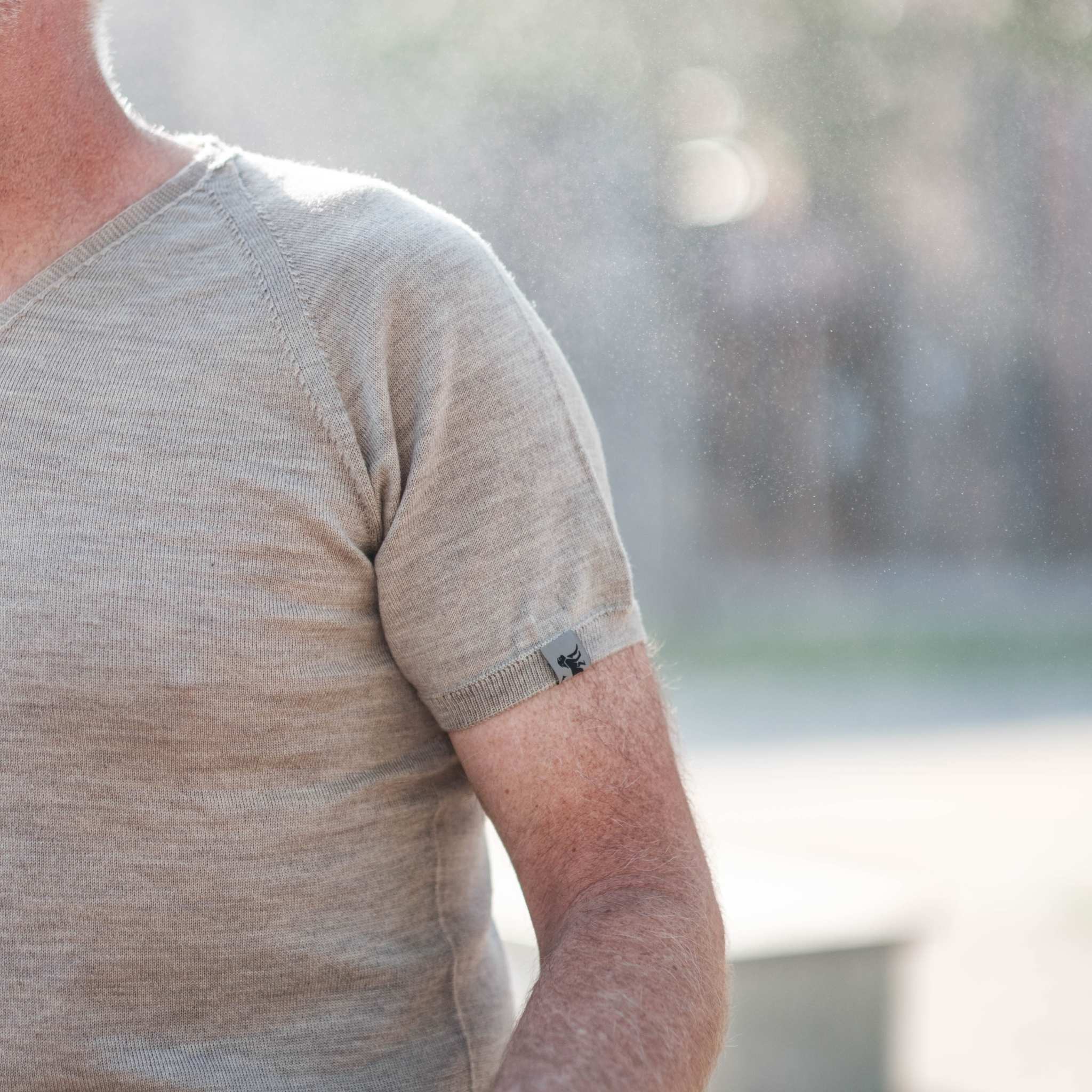 Merino T-Shirt Heren V-Hals - Taupe