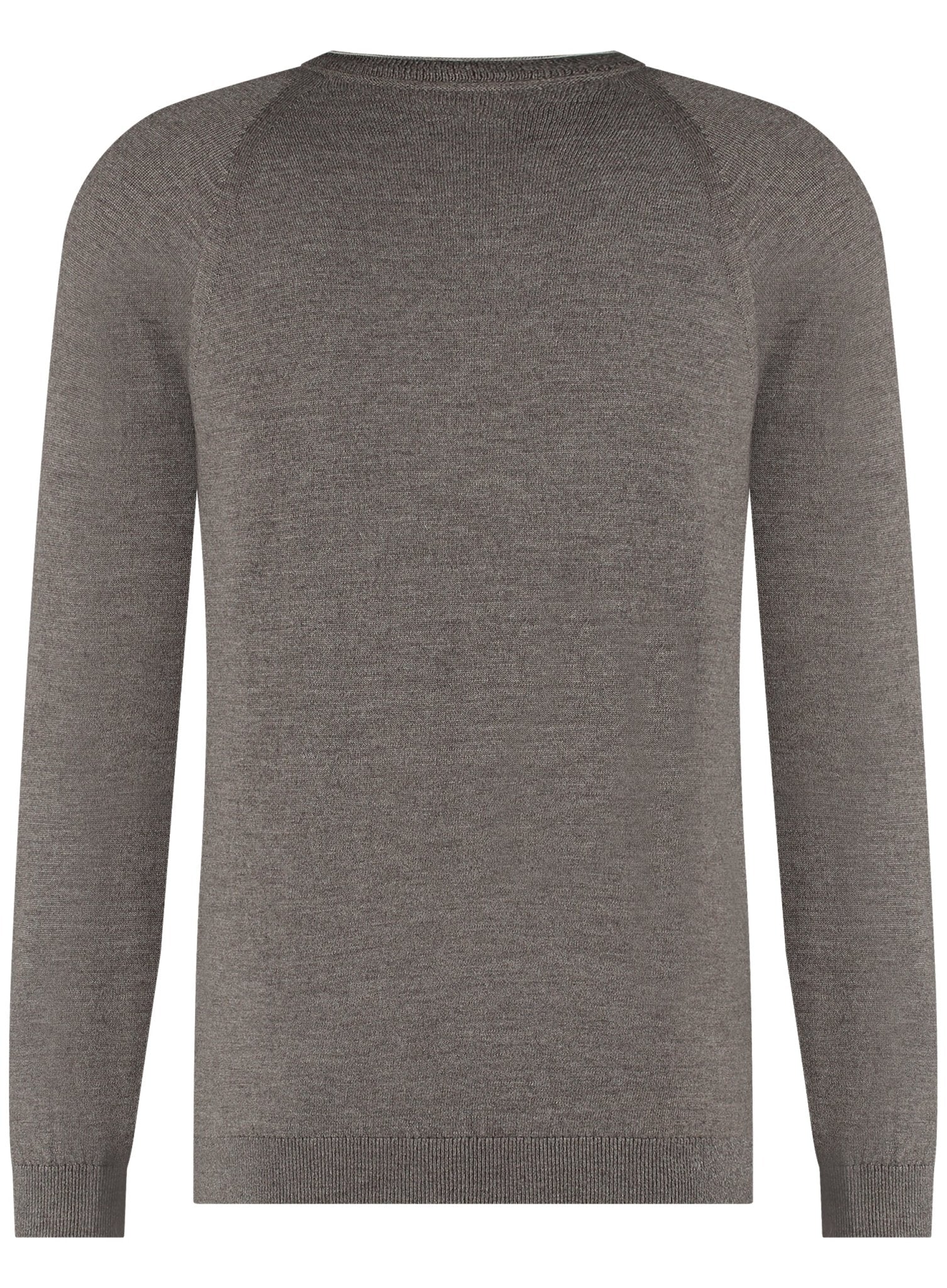 Heren trui van merinowol met ronde hals - Taupe - Meedin