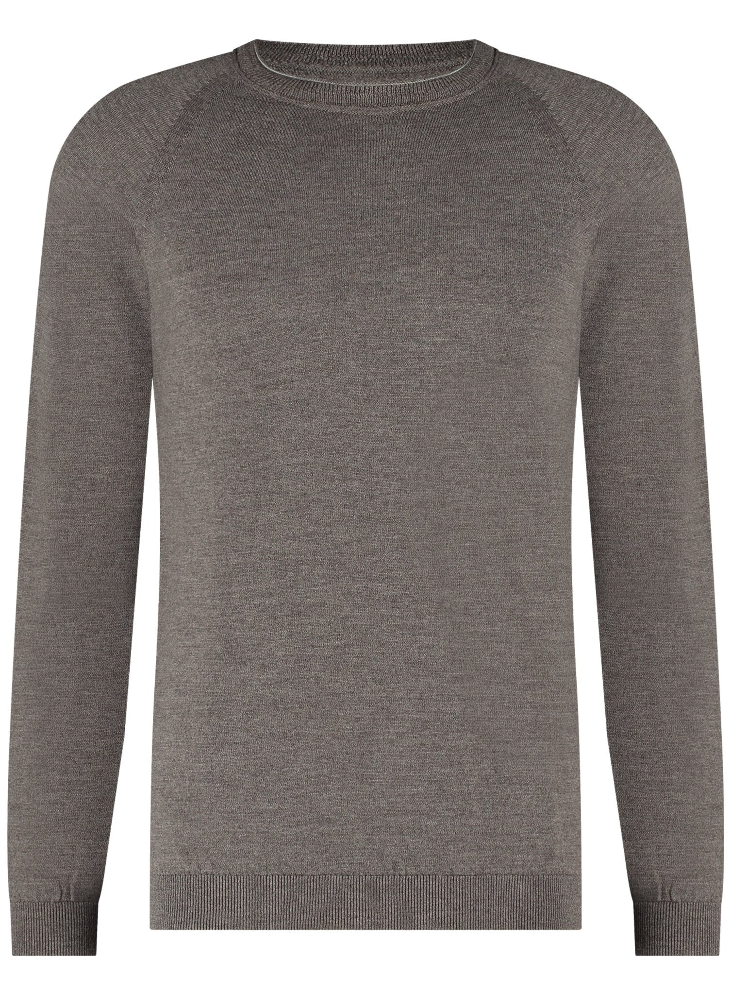 Heren trui van merinowol met ronde hals - Taupe - Meedin