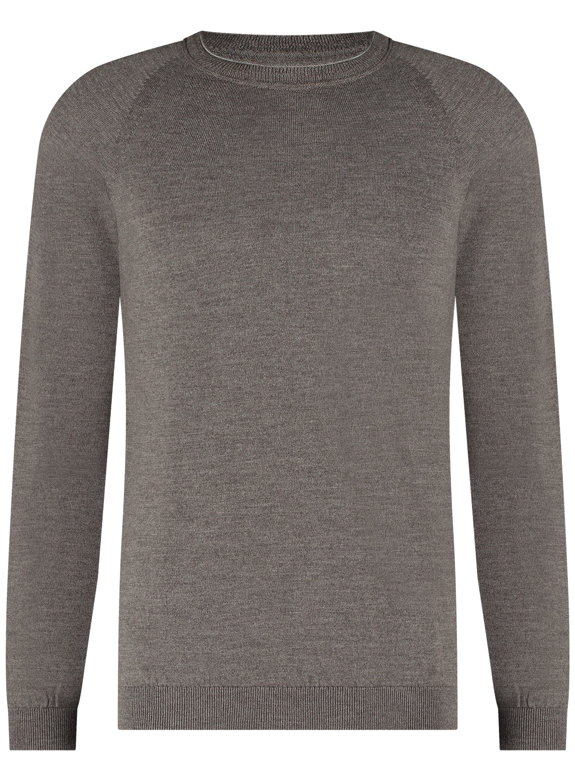 Heren trui van merinowol met ronde hals - Taupe