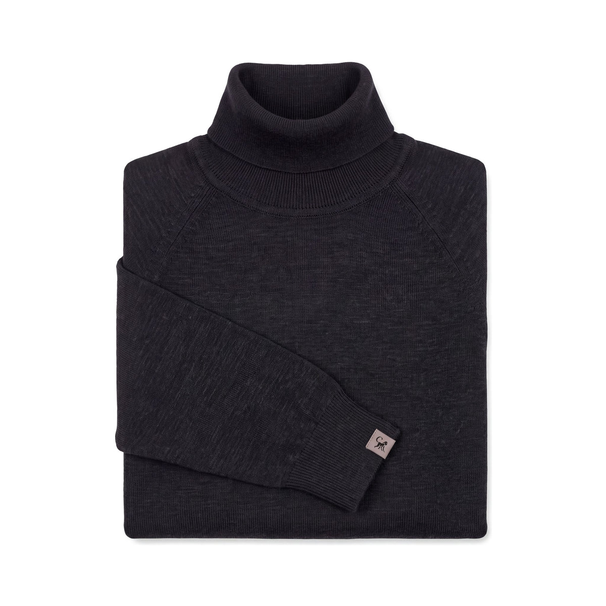 Herren-Rollkragenpullover aus Merinowolle - Schwarz Meliert