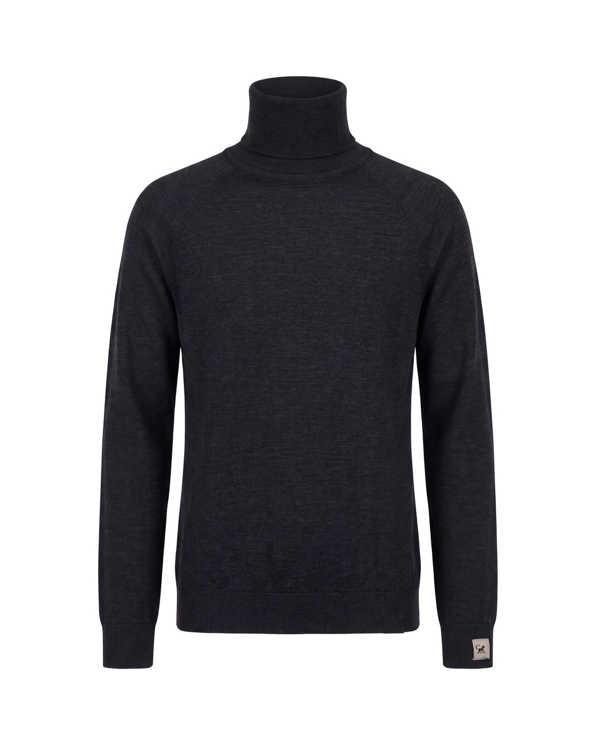 Herren-Rollkragenpullover aus Merinowolle - Schwarz Meliert