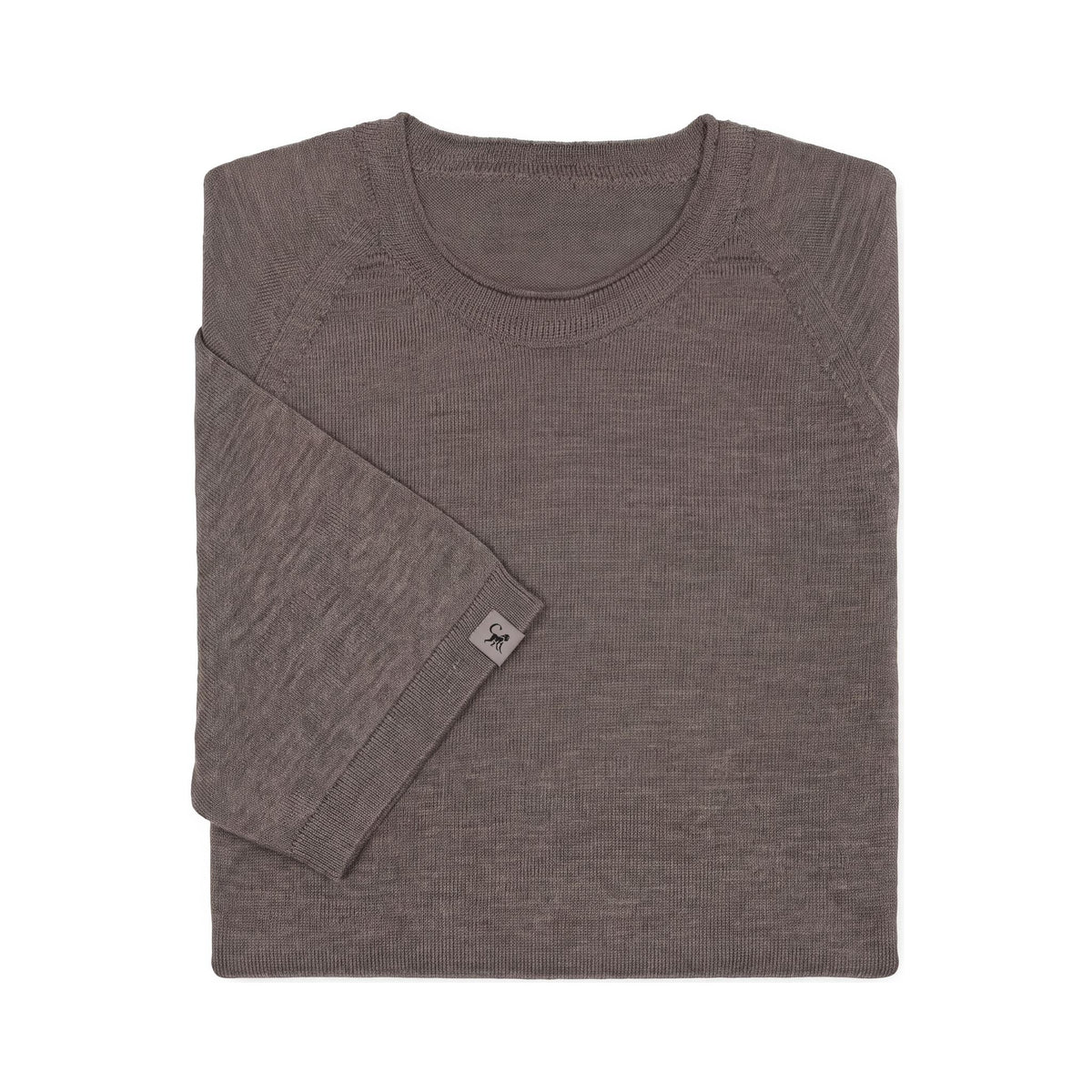 Merino T-Shirt Heren Ronde Hals - Taupe