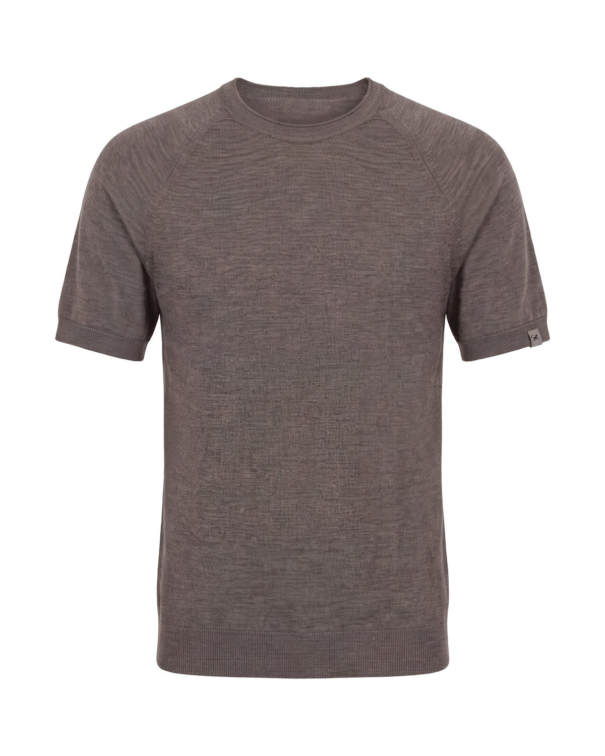 Merino T-Shirt Heren Ronde Hals - Taupe
