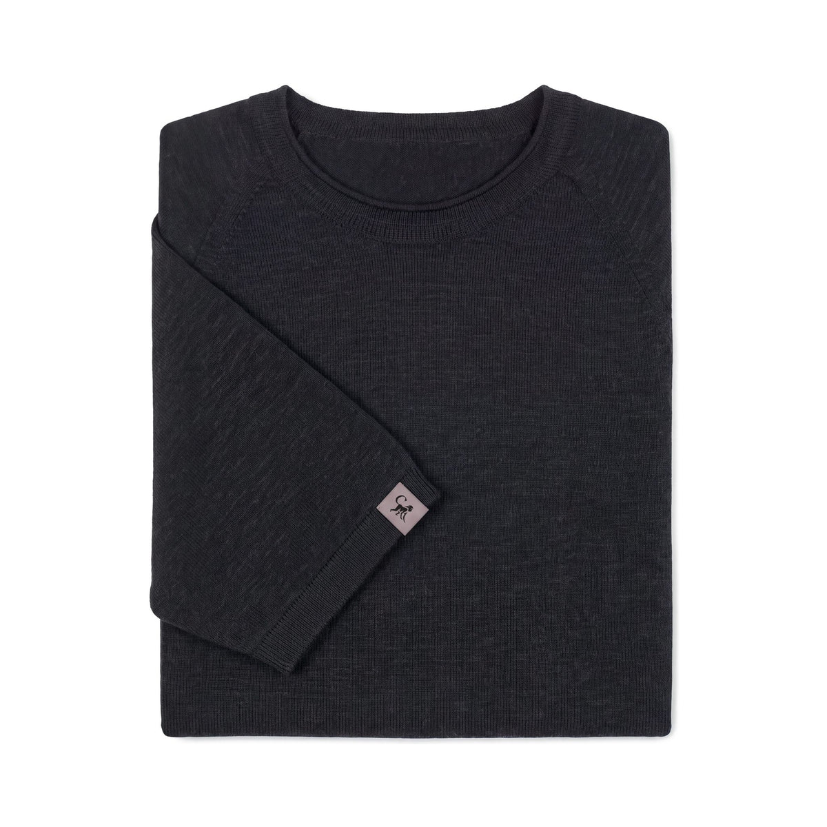 Merino T-Shirt Heren Ronde Hals - Zwart Melee