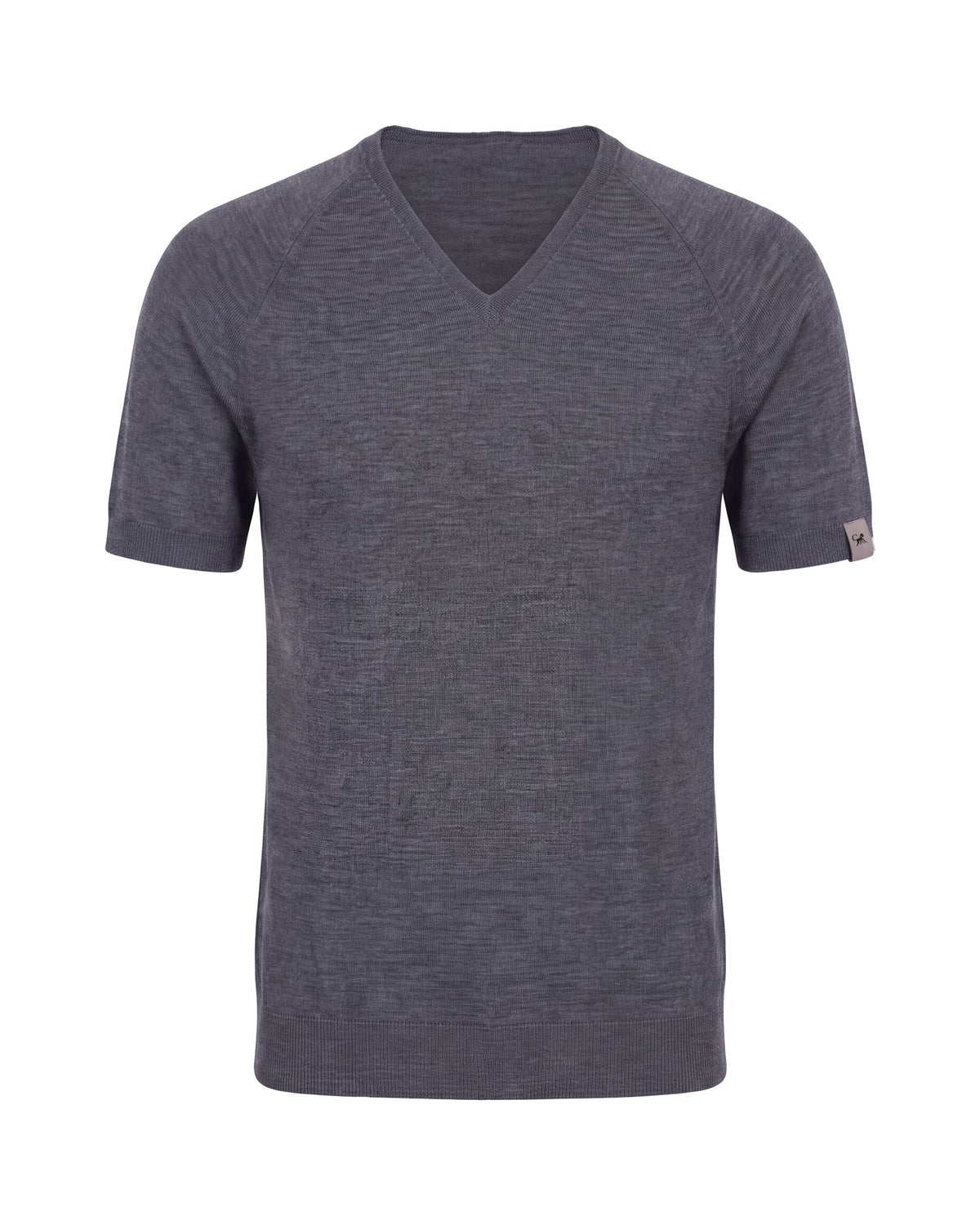 Merino T-Shirt Heren V-Hals - Grijs Melee