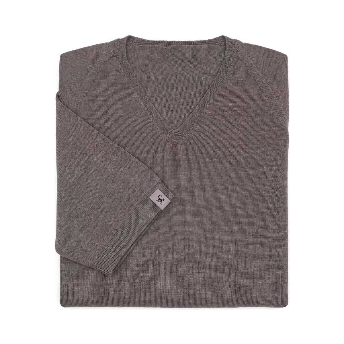 Merino T-Shirt Heren V-Hals - Taupe