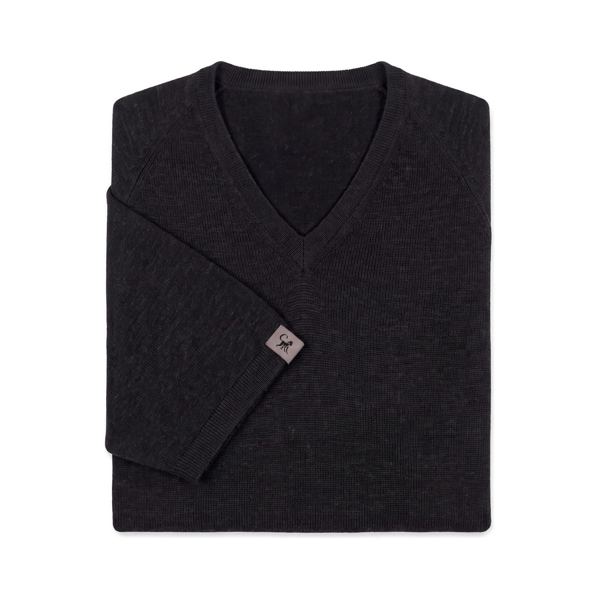 Merino T-Shirt Heren V-Hals - Zwart Melee