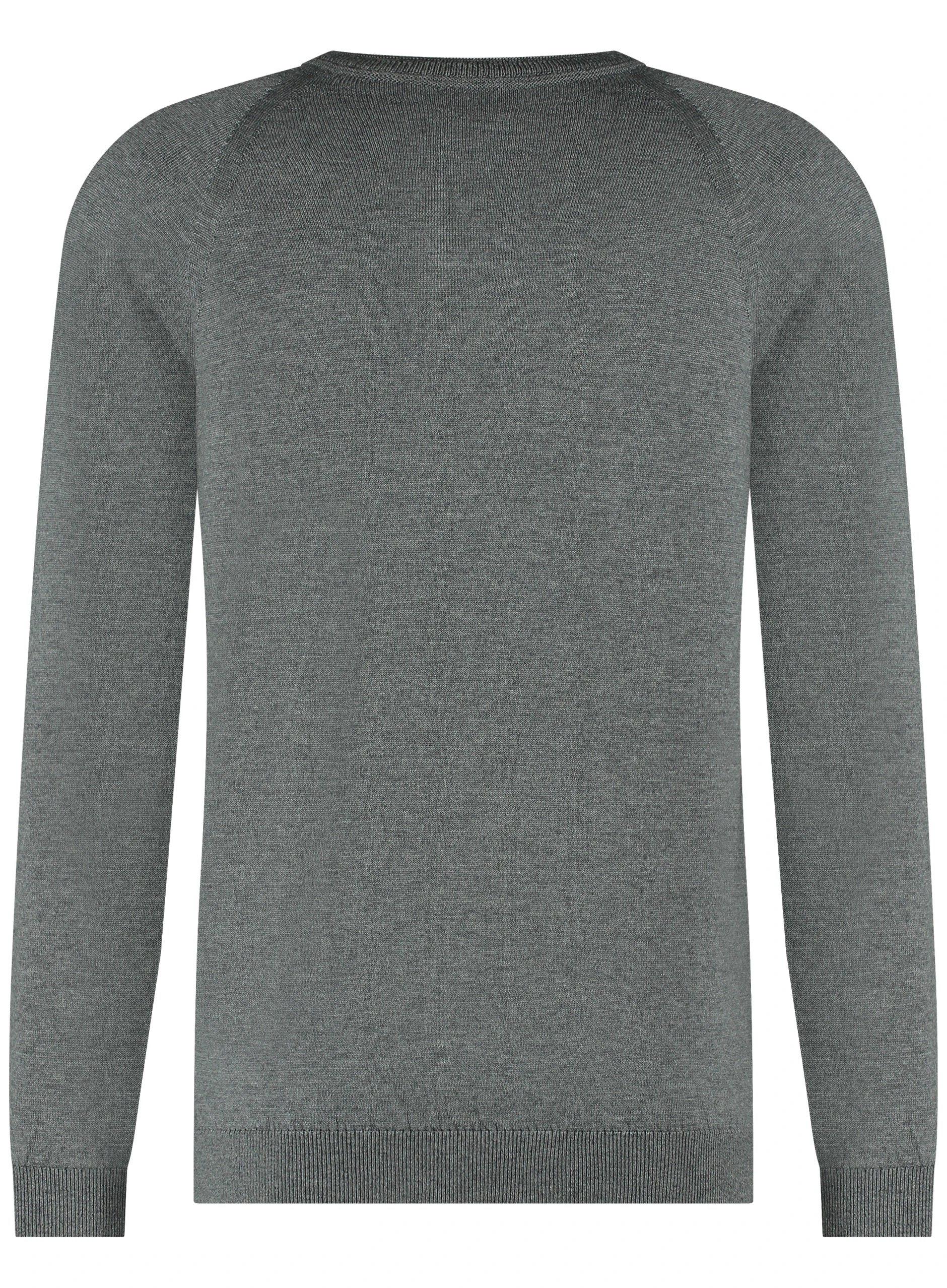 Heren trui van merinowol met ronde hals - Grijs Mêlee