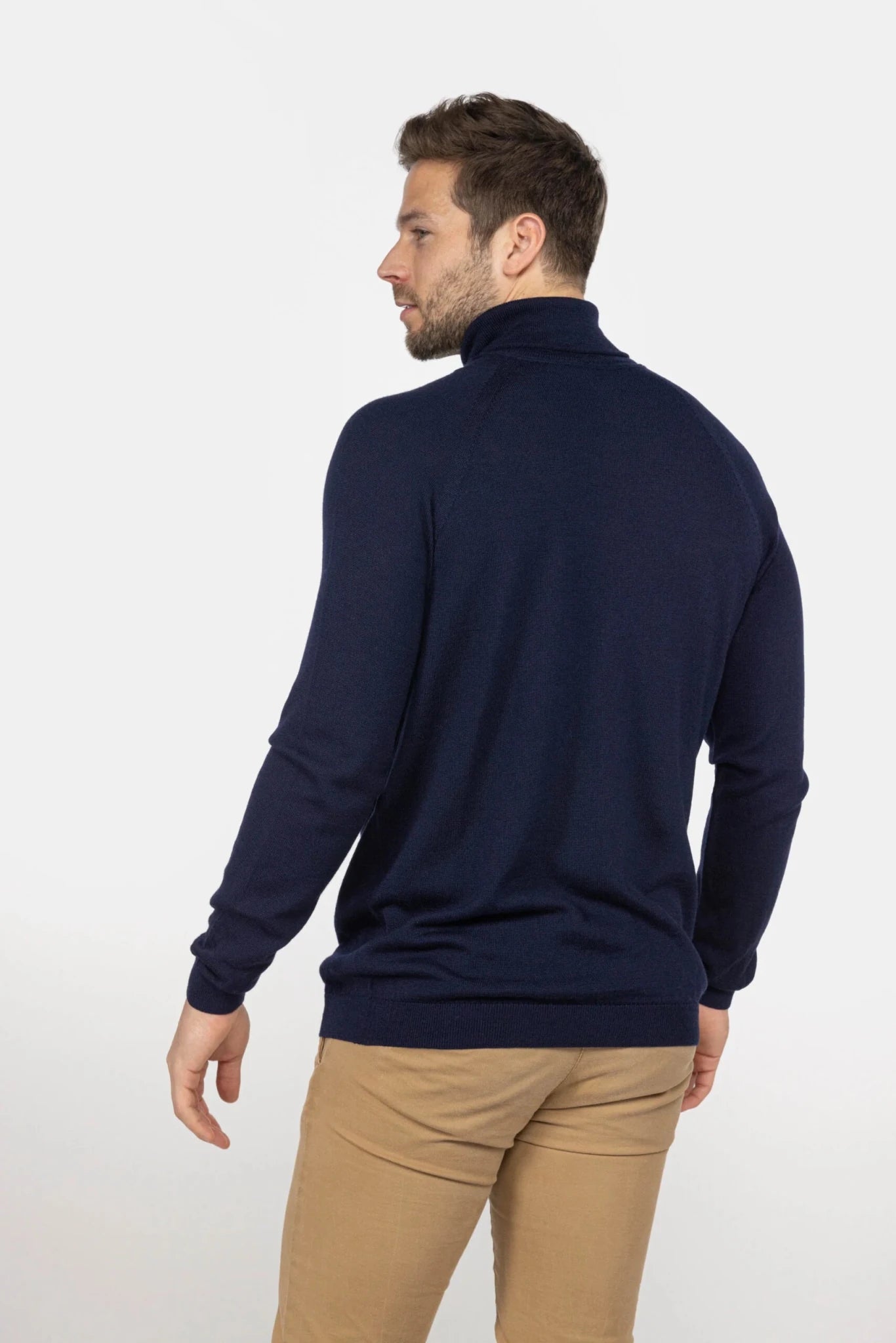 Heren coltrui van merinowol - Navyblauw - Meedin