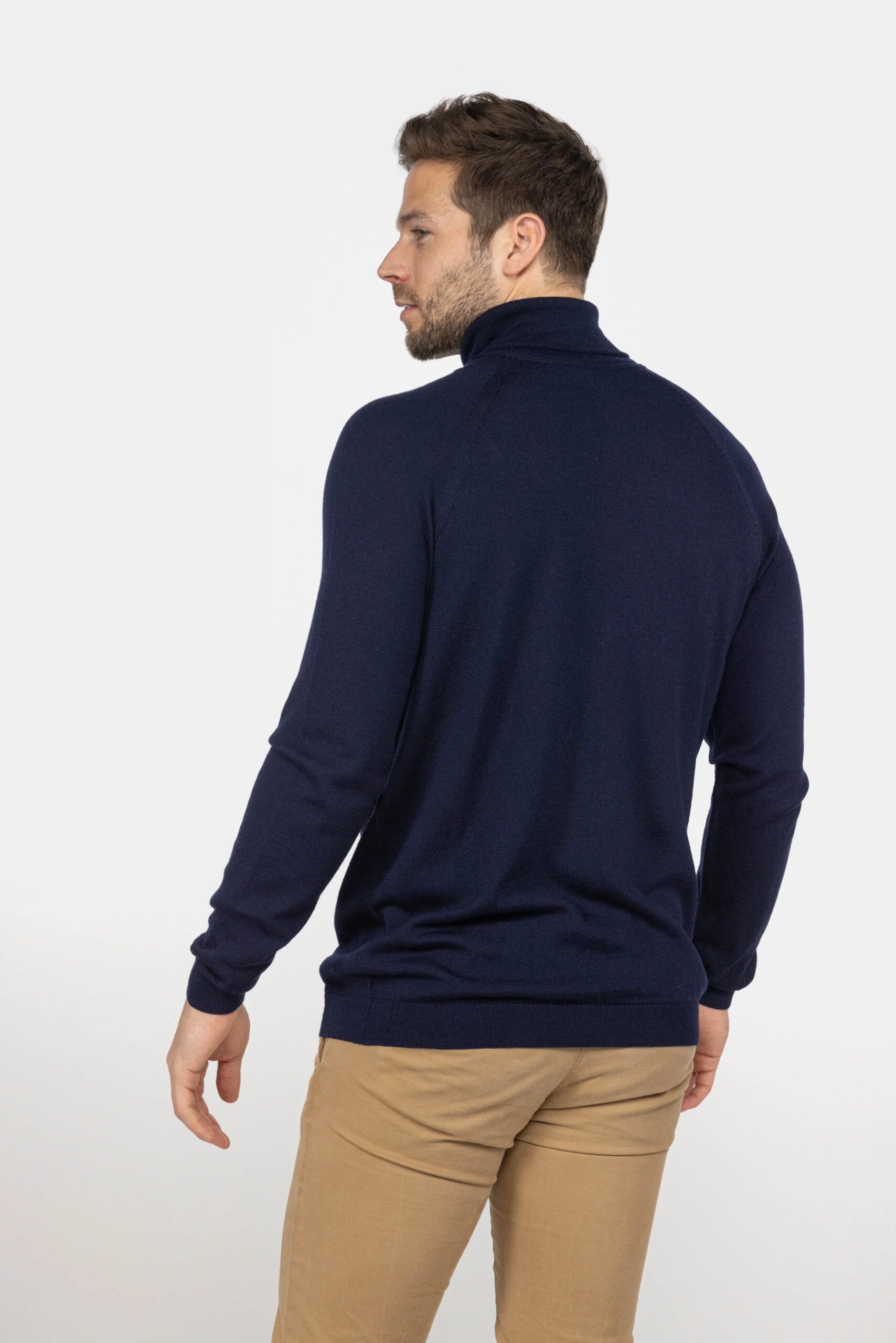 Heren coltrui van merinowol - Navyblauw