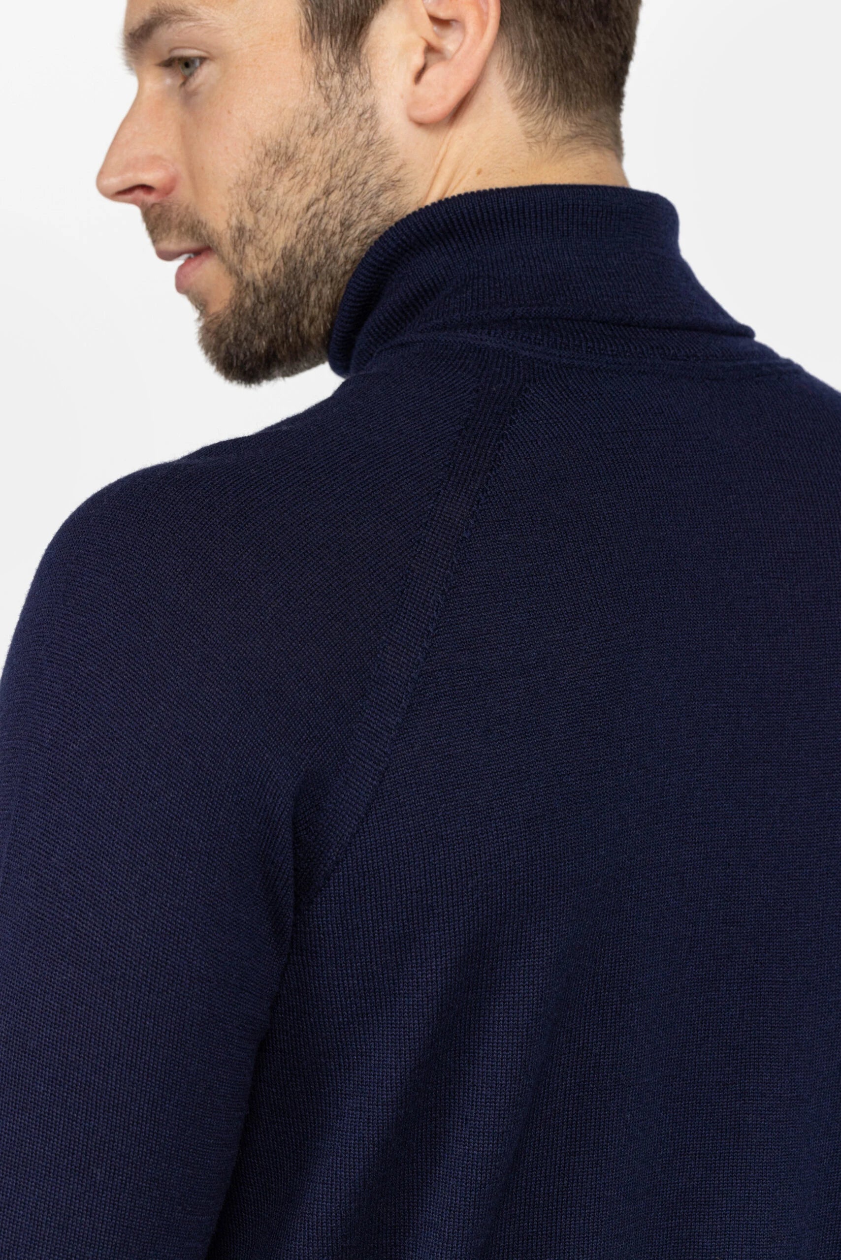 Heren coltrui van merinowol - Navyblauw