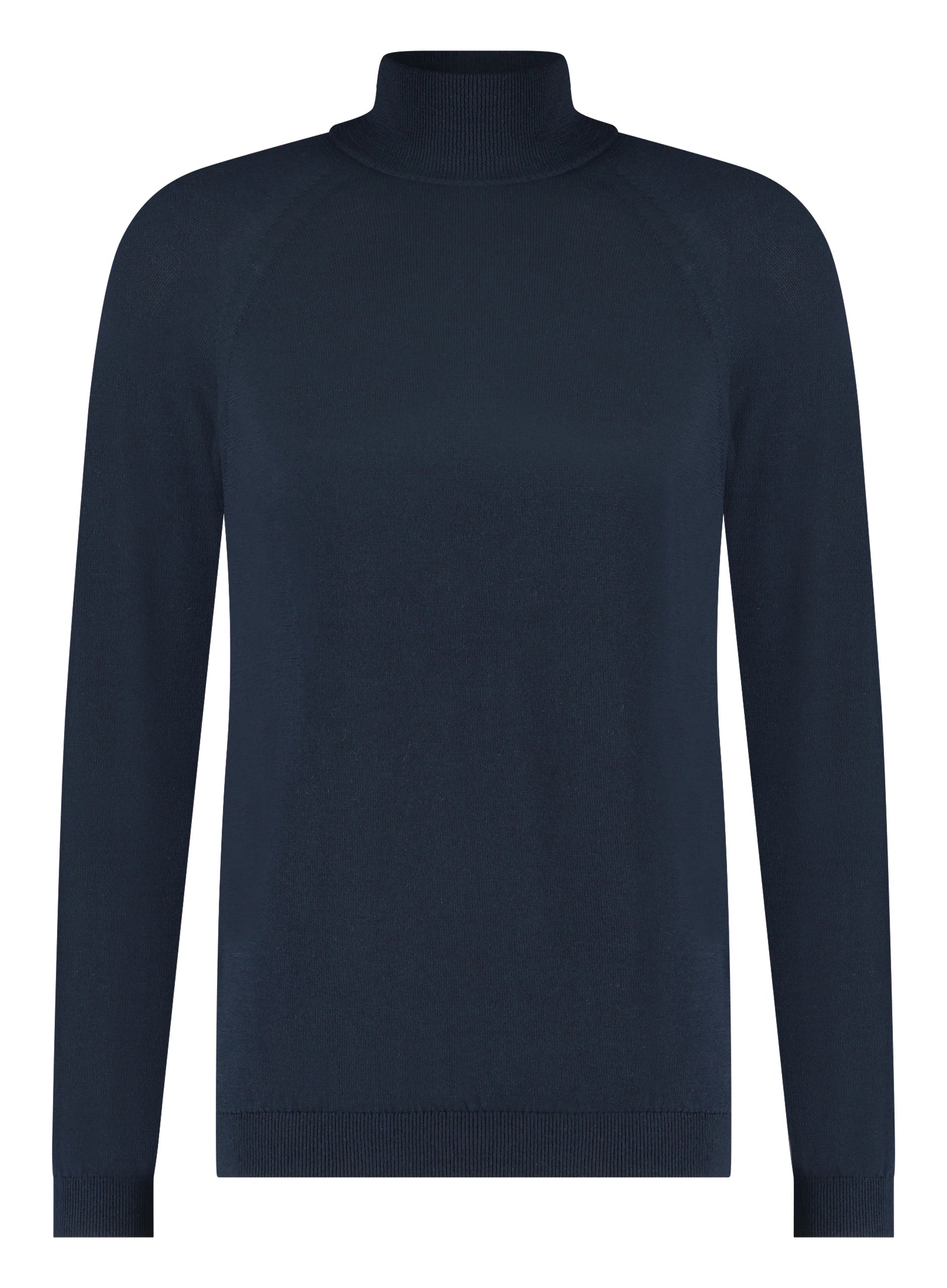 Heren coltrui van merinowol - Navyblauw